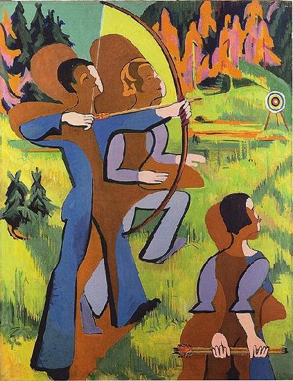 Ernst Ludwig Kirchner Archers - Oil on Carvan - 195 - 150 cm - Kirchner Museum Davos France oil painting art